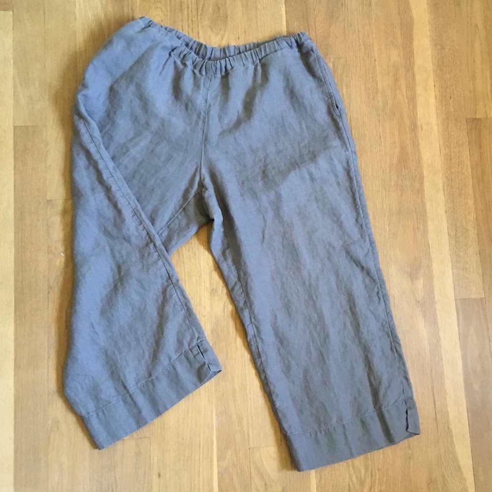 J.Jill Gray 100% Linen Crop Pants Medium